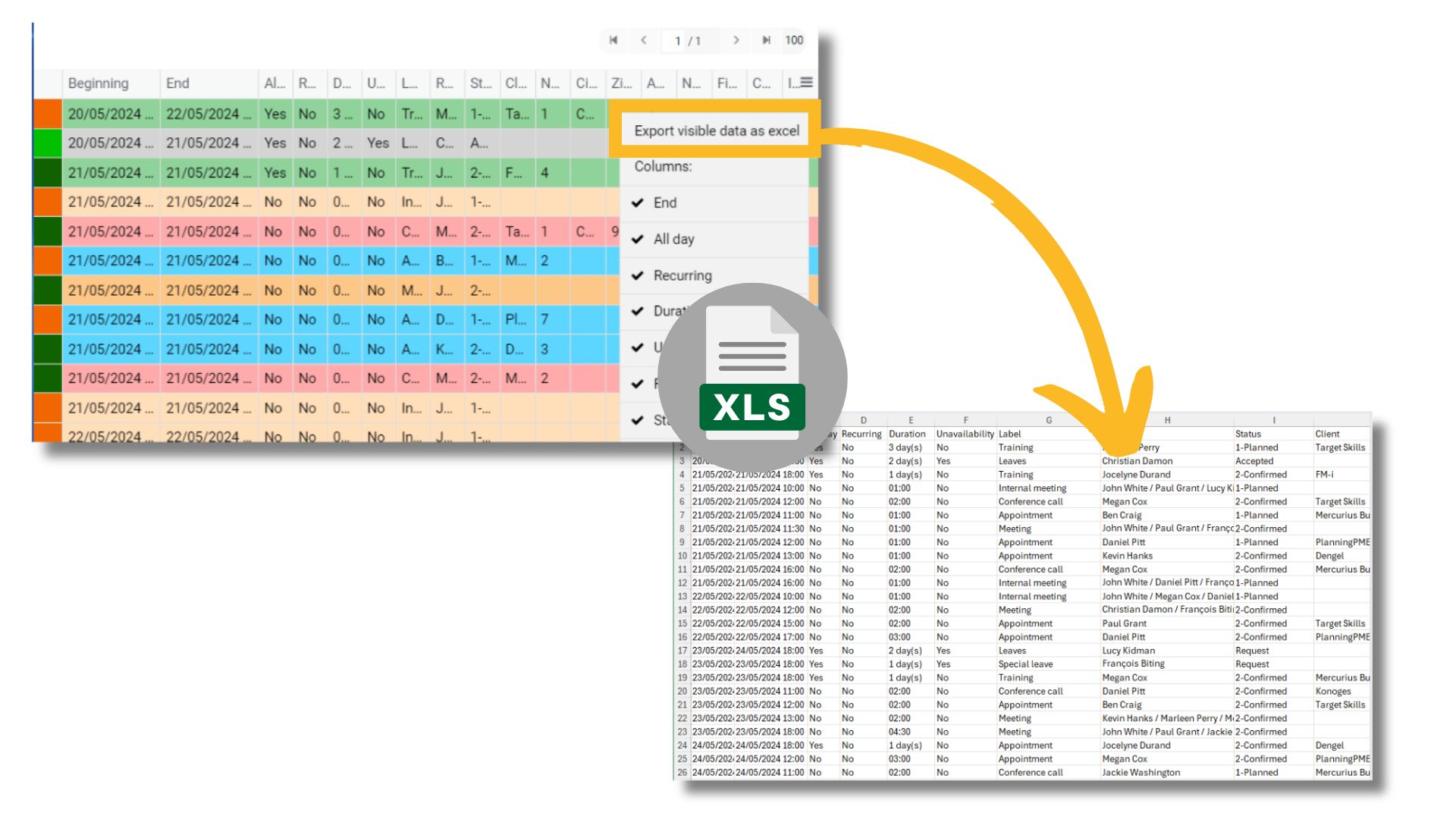 Exportera data till Excel frn listvyn och andra listor